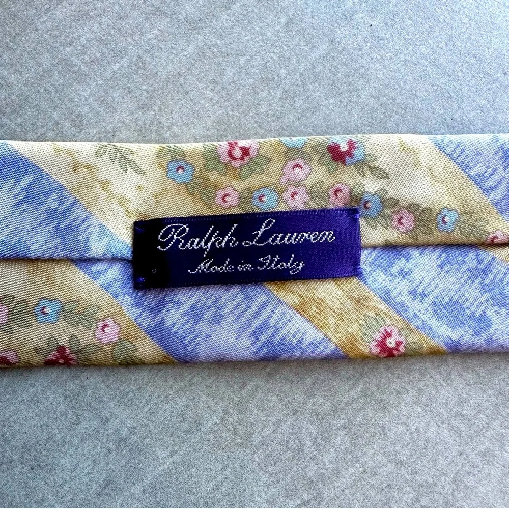 Ralph Lauren Purple Label Striped Lavender & Gold Tie